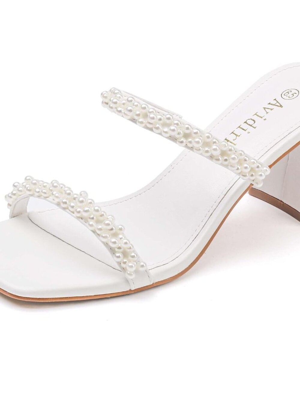 Women's Square Open Toe Heeled Sandals Two Strap Mules Slip On Block Chunky Mid